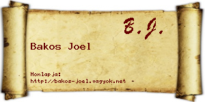 Bakos Joel névjegykártya